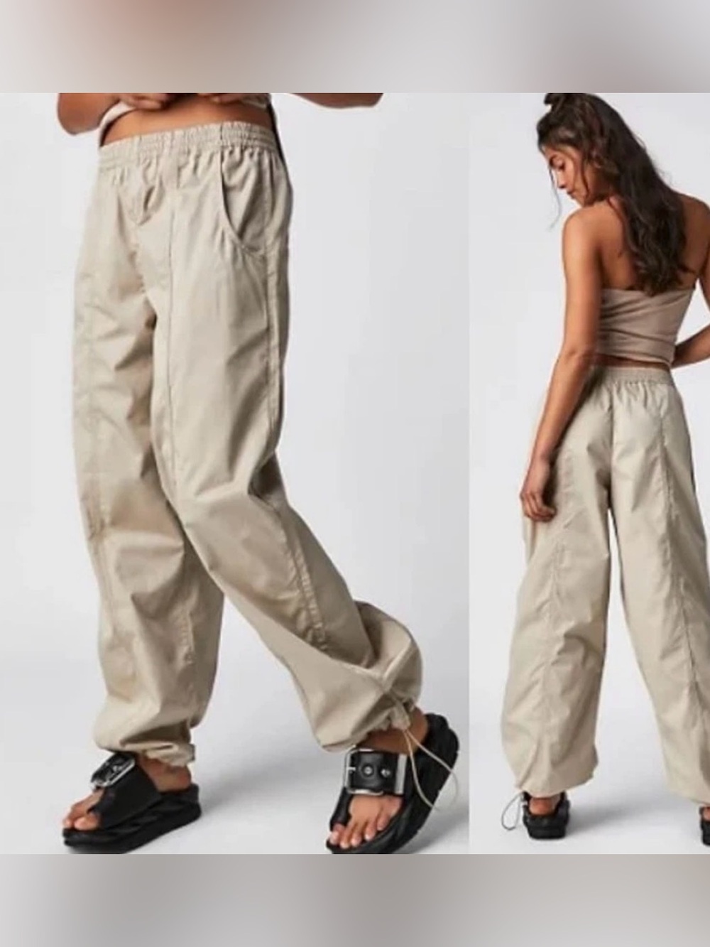 Agolde High Rise 100% Cotton Dakota Track Pant Beige Women's Size M NWT